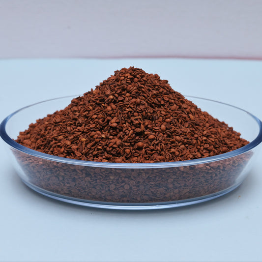 Homemade paan Churi from Bhairudan and Sons in 250g pack, dried fennel seeds with a textured appearance and light green color.